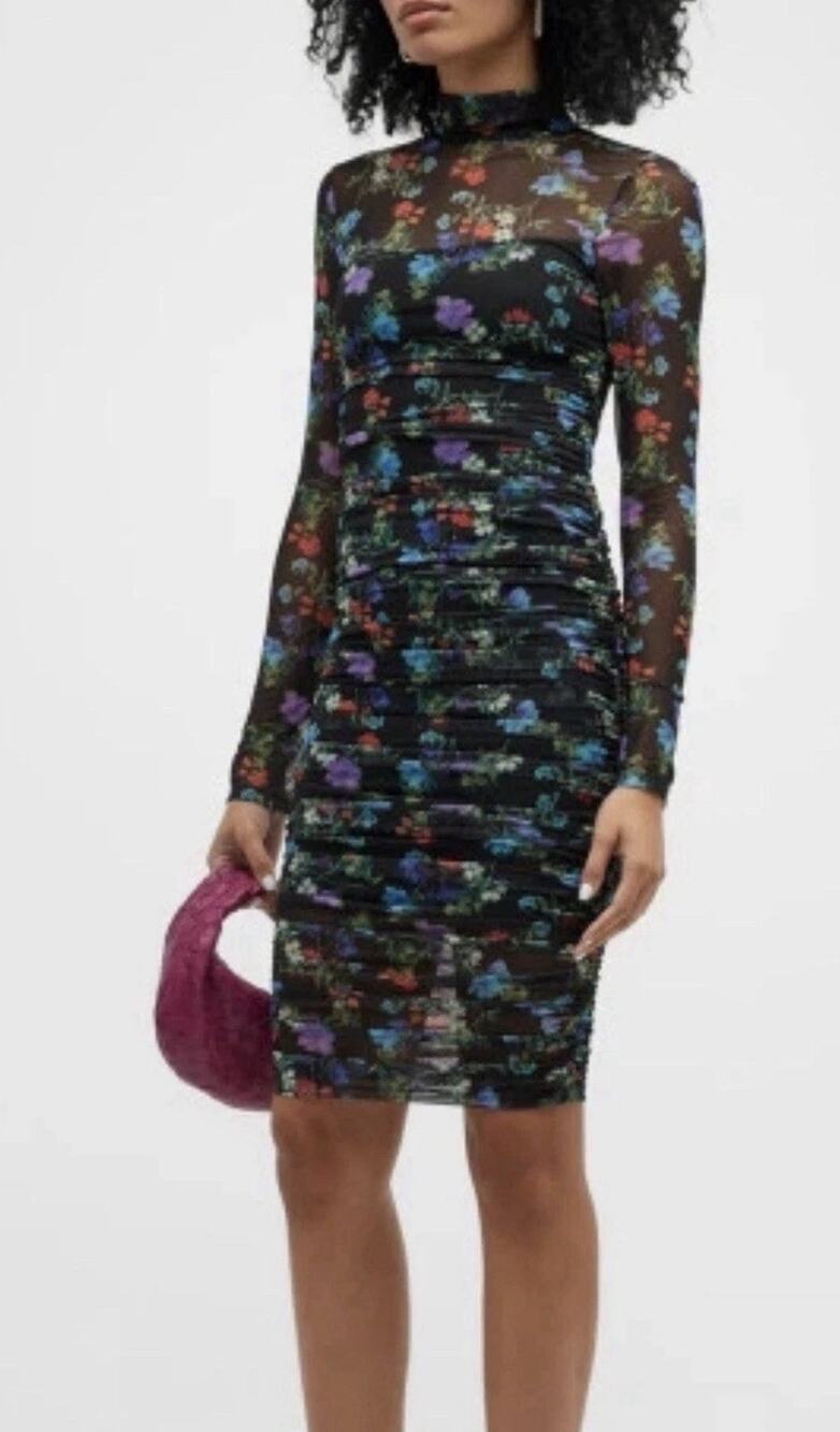 NWT ALICE + OLIVIA Delora Turtleneck Long Sleeve Midi Dress Size Large New